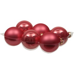 6x stuks glazen kerstballen bubblegum roze 8 cm mat/glans - Kerstbal