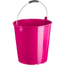 Set van 2x stuks emmers fuchsia roze 15 liter 32 x 31 cm schoonmaakartikelen - Emmers