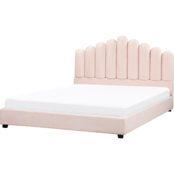 Beliani VINCENNES - Tweepersoonsbed-Roze-Fluweel