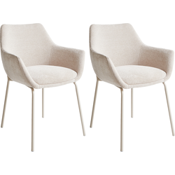 Beliani BOWDON - Eetkamerstoel-Beige-Chenille