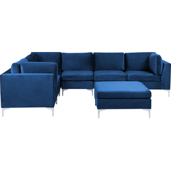 Beliani EVJA - Modulaire Sofa-Blauw-Fluweel