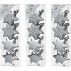 32x stuks kunststof kersthangers sterren zilver 6 cm kerstornamenten - Kersthangers