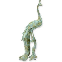 BRONZEN BEELD VAN EEN GROENE PAUW