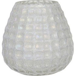 Clayre & Eef Theelichthouder  Ø 10x10 cm Wit Glas Rond Waxinelichthouder