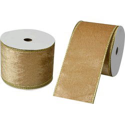 Clayre & Eef Decoratie Lint 63 mm x 5 m Geel Wit Synthetisch