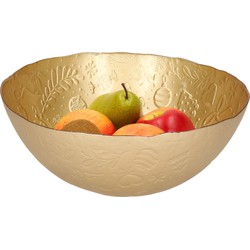 Decoratie schaal/fruitschaal van glas goud rond D28 x H11,5 cm - Schalen