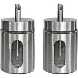Gerimport Suikerpot/suikerstrooier - 2x - RVS metaal - Suikerstrooiers