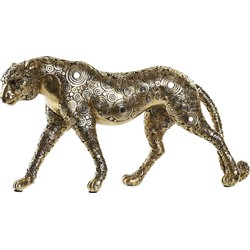 Items Home decoratie dieren beelden - Luipaard - 34 x 7 x 17 cm - voor binnen - goud kleurig - Beeldjes