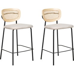 MAYETTA - Barkruk set van 2 - Lichtbeige - Polyester