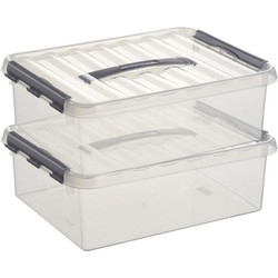 2x Kunststof stapelbare opbergbak 10 liter 40 x 30 x 11 cm - Opbergbox