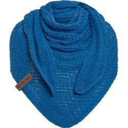 Knit Factory Sally Gebreide Omslagdoek - Driehoek Sjaal Dames - Cobalt - 220x85 cm - Grof gebreid