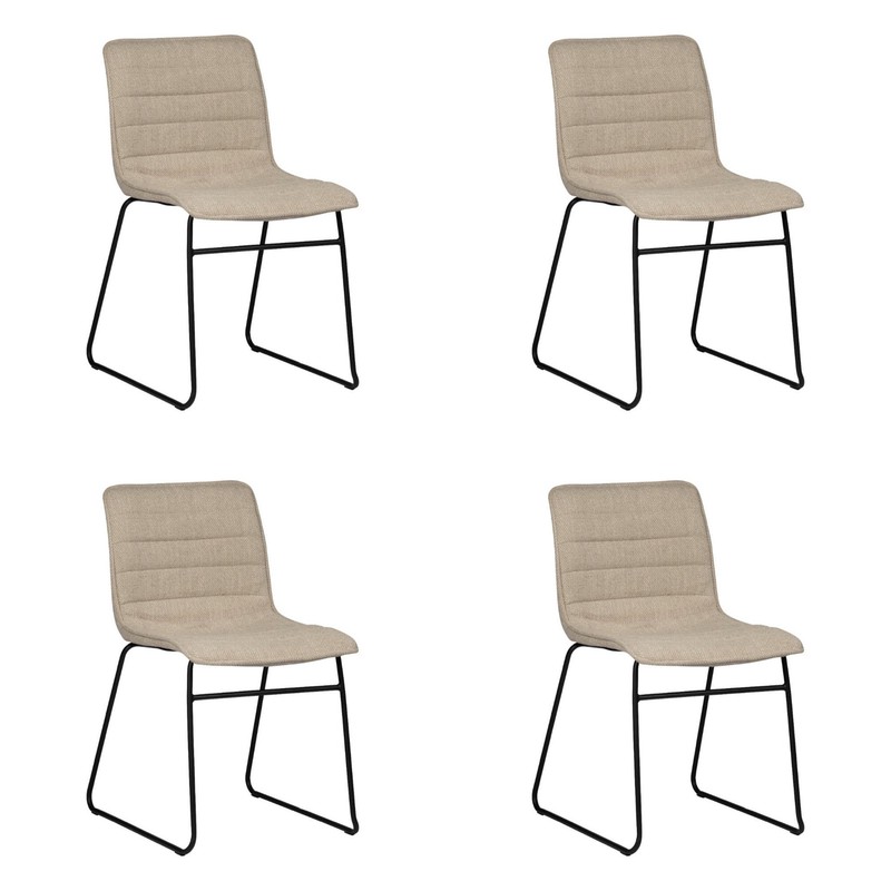 PoleWolf - Ripple chair - Chenille - Beige - Set of 4 - 