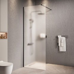 Badplaats Douchewand Florida 90 x 200 cm - Zwart – Inloopdouche 8 mm met Melkglas