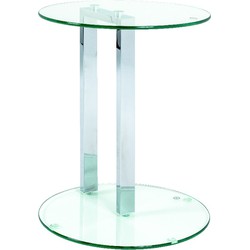 Bijzettafel gehard 8mm veiligheids glas | ruim 6kg rond glazen bijzet tafel | Strak stoer ronde designer tafel op krasvrije voetjes |40x40x50cm