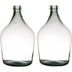 2x stuks luxe stijlvolle flessen bloemenvaas/bloemenvazen 39 x 25 cm transparant glas - Vazen
