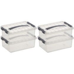 Sunware opbergbox - 4x - transparant - 4L - 30 x 20 x 10 cm - Opbergbox