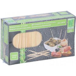 Cocktailprikkers - 1000x stuks - bamboe - hout - 6,5 cm - in doosje - Cocktailprikkers