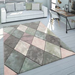 Laagpolig Vloerkleed Lareva - Geruit Design - Multi - 80x150 cm