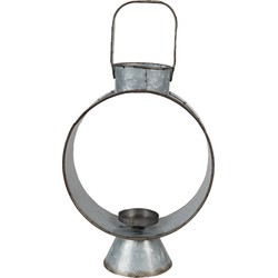 Clayre & Eef Windlicht  23x11x43 cm Grijs Metaal Glas Rond Kaarsenhouder