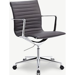 Furnicher Walton bureaustoel - Leren zitting - Chroom frame - In hoogte verstelbaar - Draaibaar - Donkerbruin