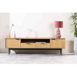 Tv-Meubel Naturel Mangohout - 170x40x47cm - 2 Deuren - Madford