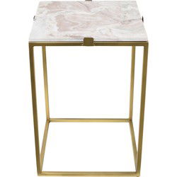 LOFT42 Marble Bijzettafel Vierkant Travertin - Metaal - Marmer - 32x32x46