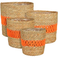 Mica Decorations Mand Fernandez - 25x25x25 cm - Zeegras - Oranje - Set van 4