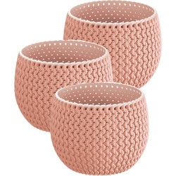 3x Stuks ronde roze kunststof Splofy bloempotten/plantenpotten 1,4 liter - Plantenpotten