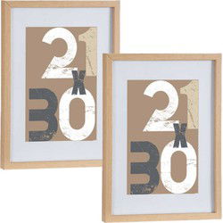 2x stuks houten fotolijst bruin geschikt voor een foto van 21 x 30 cm of 30 x 40 cm - Fotolijsten