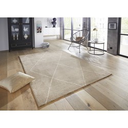 Elle Decoration - Modern Design vloerkleed - Laagpolig - Geruit - Beige