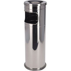 RVS staande terras asbak met uitneembare afvalbak zilver 60 cm - Asbakken