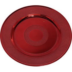 Ronde diner onderborden/kaarsenbord/plateau glimmend rood van 33 cm - Kaarsenplateaus