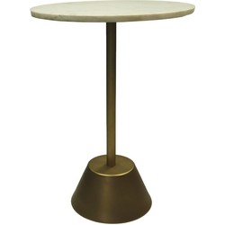 HSM Collection-Ronde Bijzettafel-40x40x55-Wit/Goud-Marmer/Metaal