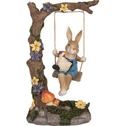 Clayre & Eef Decoratie Beeld Konijn 20x12x32 cm Bruin Kunststof