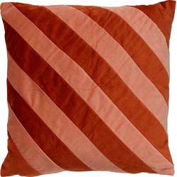 Dutch Decor PEBBE - Sierkussen velvet 45x45 cm -  potters clay - oranje - roze - strepen - color blocking - Dutch Decor