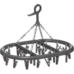5Five Hangdroogrek - donkergrijs - met 24 knijpers - 45x33 cm - Hangdroogrek