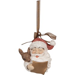 Clayre & Eef Kersthanger Kerstman 9 cm Rood Polyresin Kerstboomversiering