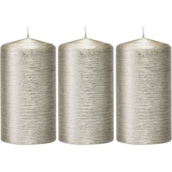 3x Kaarsen zilver 7 x 13 cm 25 branduren sfeerKaarsen - Stompkaarsen