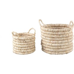 PTMD Mand Aleece - 35x35x27 cm - Maisblad - Naturel - Set van 2