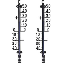 Set van 2x zwarte thermometer voor binnen en buiten 41 cm - Buitenthermometers