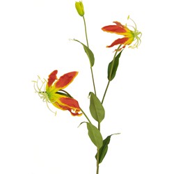 Greenmoods Kunstbloem Gloriosa - Gloriosa superba - Nep plant - 1 Stuk - 81cm - Rood/Geel