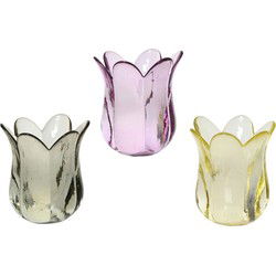 Theelichthouder glas d8h9 cm a3