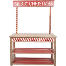 Clayre & Eef Sidetable Kerstkraam 120x47x180 cm Rood Bruin Hout Kerstdecoratie