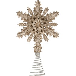 Kunststof kerstboom sneeuwvlok piek glitter goud 20 cm - kerstboompieken