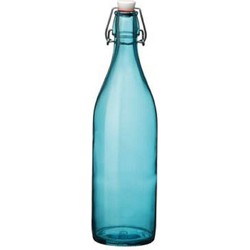 Bormioli Rocco waterfles met beugeldop - blauw transparant - 1000 ml - Giara home deco fles - Decoratieve flessen