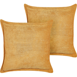ZINNIA - Sierkussen set van 2 - Mosterdgeel - 43 x 43 cm - Corduroy