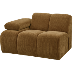 WOOOD Mojo 1-Zits Bank Met Arm Links - Ribstof - Geel - 74x120x97