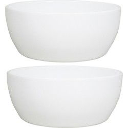 Floran Plantenpot schaal - 2x - wit - keramiek - 26 x 14 cm - Plantenpotten