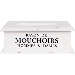 Clayre & Eef Tissue Box 28x16x10 cm Wit Hout