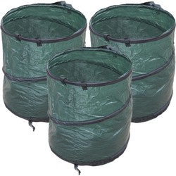 3x stuks groene tuinafvalzakken opvouwbaar 90 liter - Tuinafvalzak